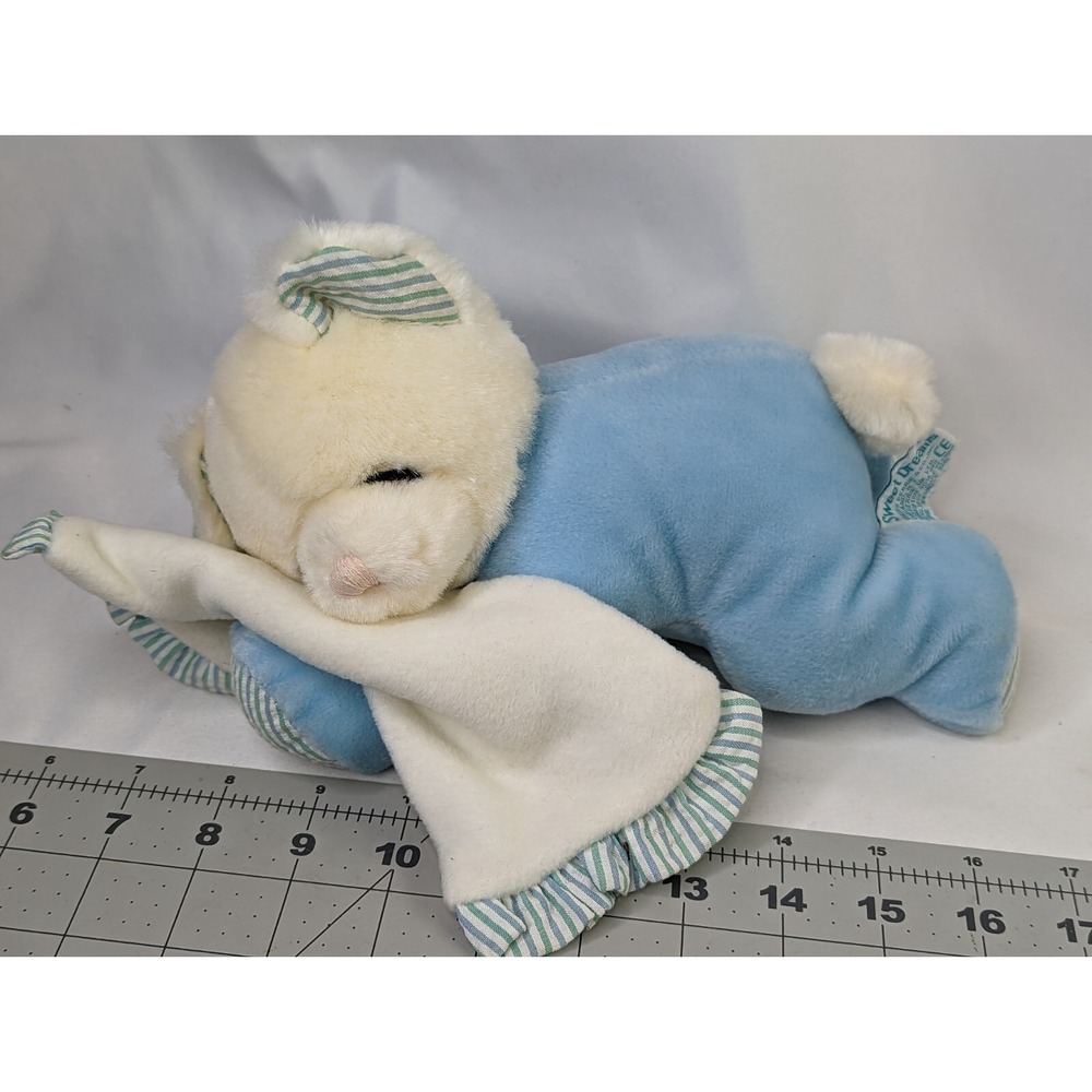 Russ‎ Sweat Dreams Rattle Bear Plush Blue 10 Inch Stuffed Animal Toy
